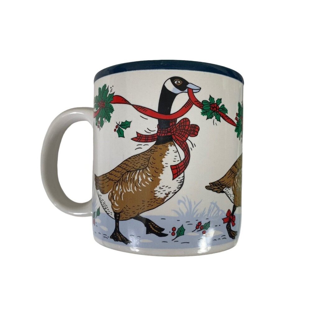 Vintage Coffee Cup Marvelous Mugs Christmas Geese 12 oz Made in Korea